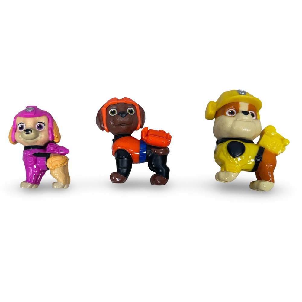 Paw Patrol Mini Figure Lot Skye Zuma Rubble Pink Orange Yellow Rescue Pups 3pc
